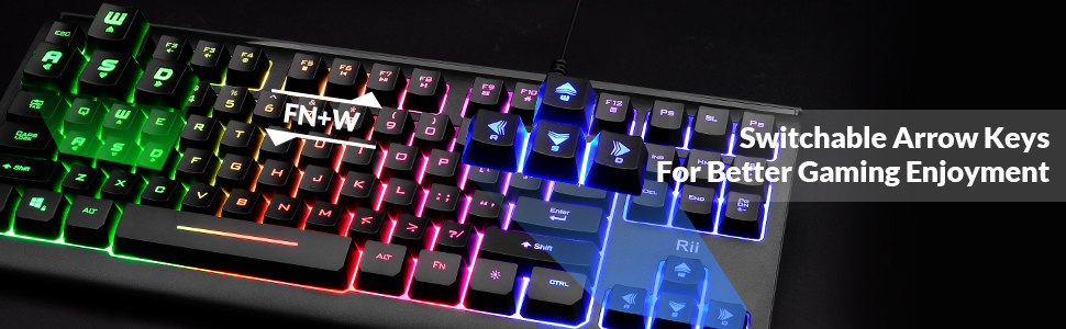 Gaming Keyboard,87-Keys RGB Backlit Compact Keyboard,Silent Computer Keyboard,USB Wired Keyboard