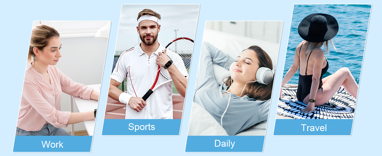 a man and a woman are playing tennis and listening to music.