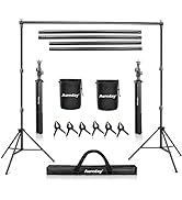 Aureday Backdrop Stand, 7x10Ft Adjustable Photo Backdrop Stand Kit with 4 Crossbars, 6 Background...