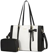 LOVEVOOK Laptop Bag for Women, Large Capacity Work Tote Bag, Fashion Shoulder Bag with Clutch Pur...