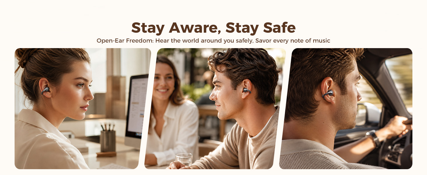 Stay Aware, Stay Safe Open-Ear Freedom: Hear the World Around You Safely , Savor Every Note of Music