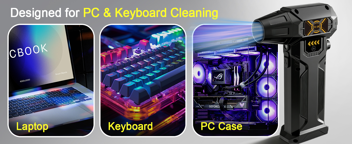 Deparee J35 Air Duster for wide PC cleaning – ideal for keyboard, PC fans, and game controllers.