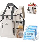 Odoland 30 Cans Small Cooler with 3 Ice Packs Portable Ice Chest Soft Coolers for Beach Camping T...