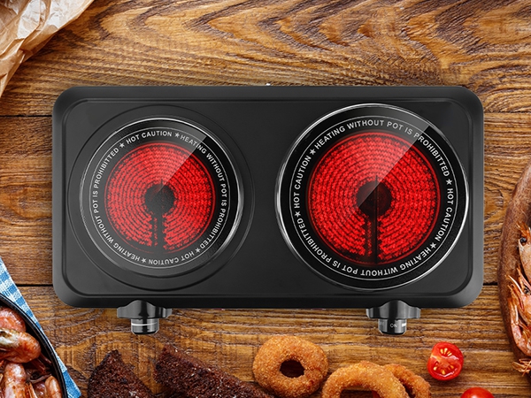 Electric Cooktop,110V 2000W Electric Stove Top with Knob Control