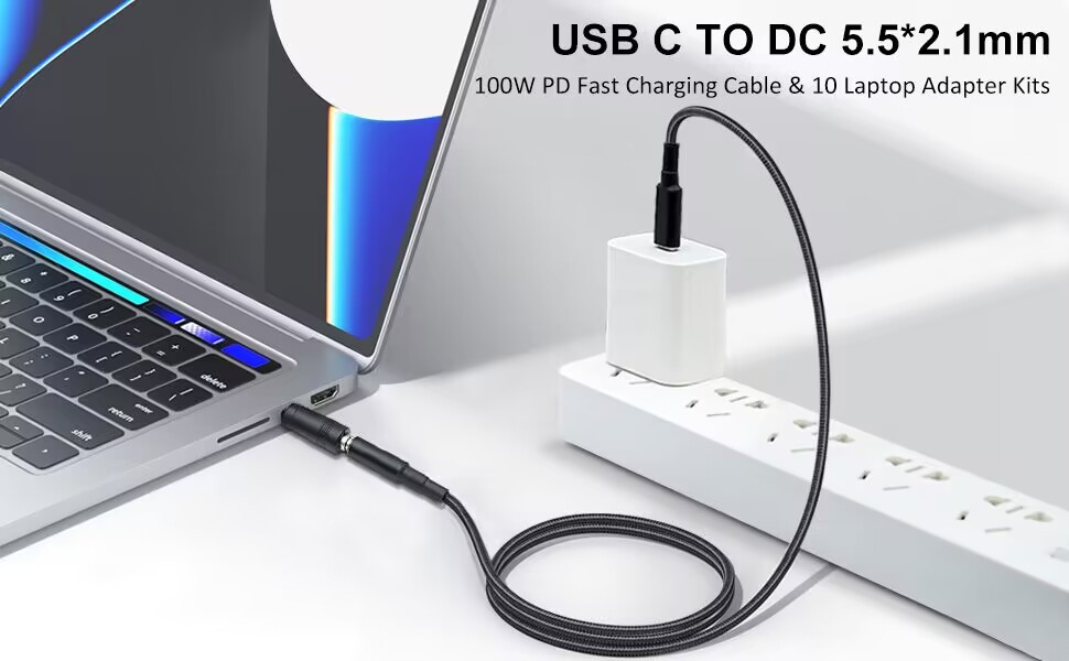USB C to DC5521 Laptop fast charging cable