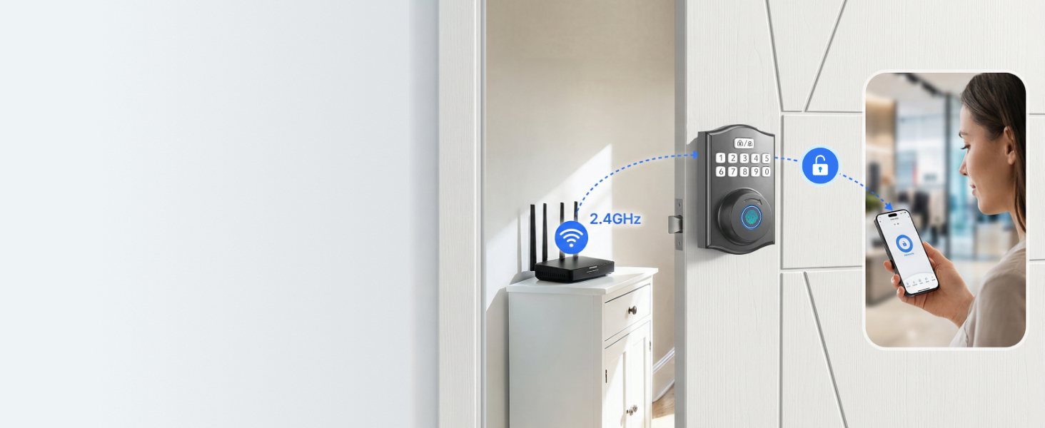Smart lock with built-in wifi no gateway or hub needed for app remote control