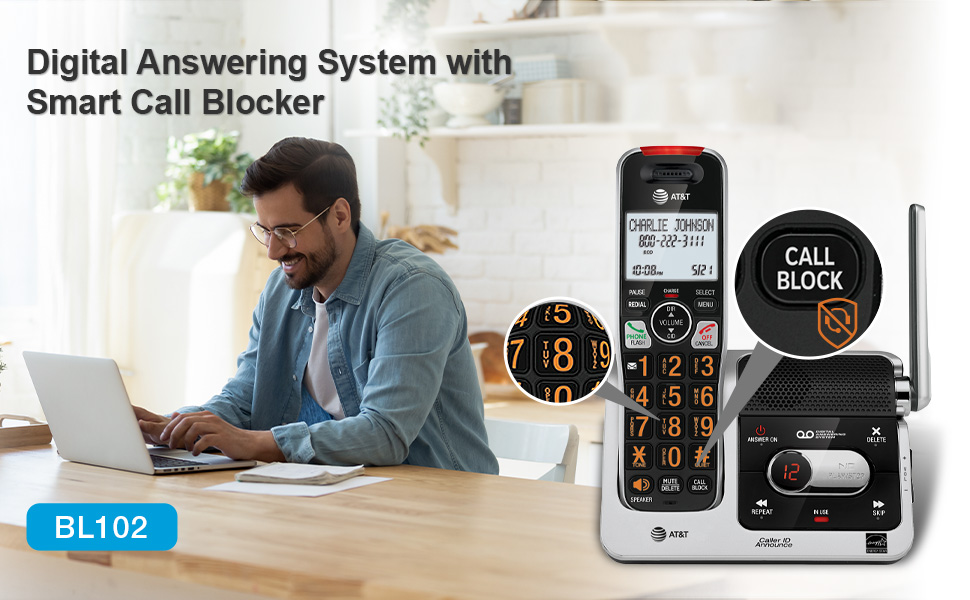 BL102, AT&amp;T, Cordless Phone, Digital Answering System, Smart Call Blocker