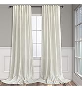 Natural Linen Back Tab Curtains 84 Inch Length for Living Room 2 Panel Pocket Drape Light Filteri...