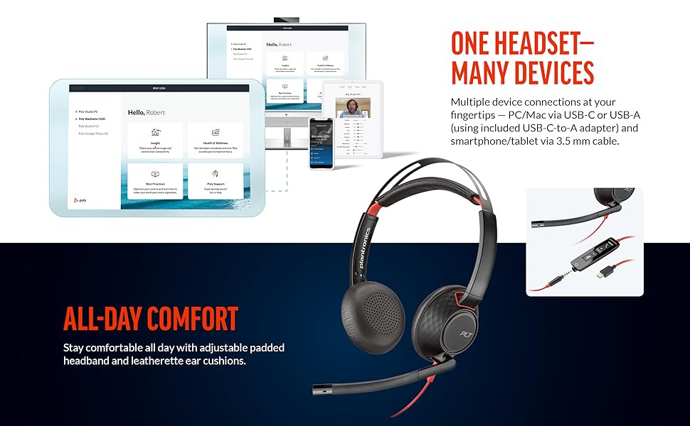 blackwire over the head headset; office headset; hybrid work headset