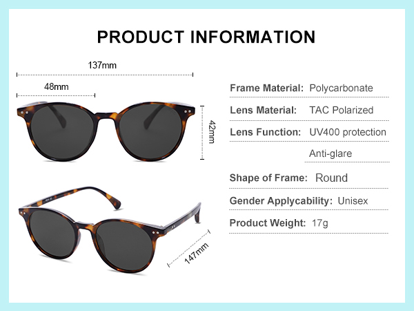 SOJOS Small Round Classic Polarized Sunglasses for Women Men Vintage Style UV400 Lens MAY SJ2113