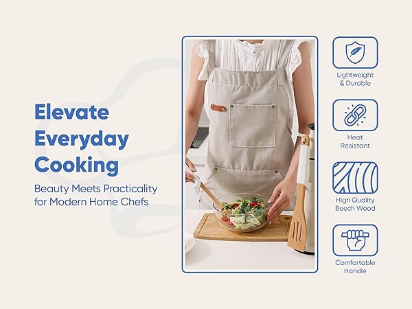 Wooden Cooking Utensils Set White 