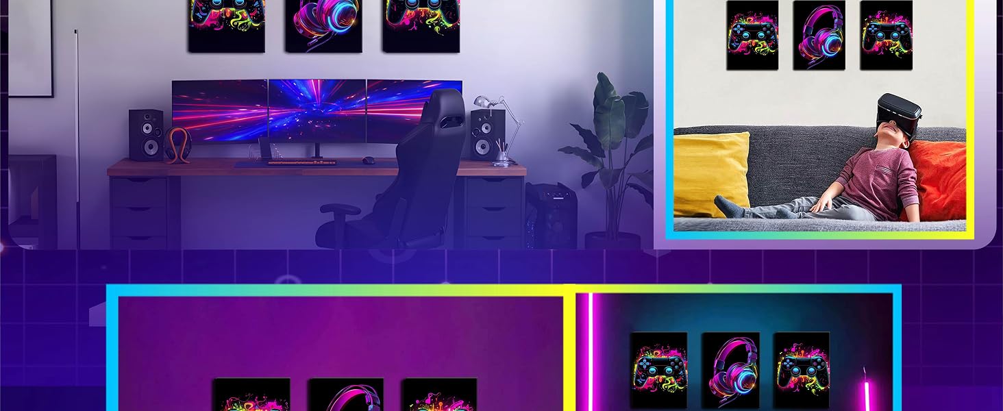 Neon Gaming Video Game Room Wall Art