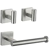 PHADSTAR Toilet Paper Roll Holder Stand with 2 Robe Towel Hooks,Wall Mounted Brushed Nickel 3 Pie...