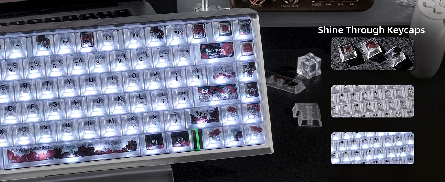 Clear Keycaps, Shine-Through Keycaps, Jelly Keycaps Cherry Profile Keycaps for Mechanical Keyboard