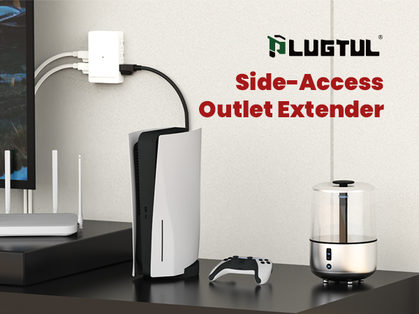 side outlet plug sideways outlet adapter 3 prong grounded 6 outlet wall plug