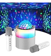 MOMOHO Karaoke Machine with Disco LED Lights, Mini Portable Bluetooth Speaker with 2 Wireless Mic...