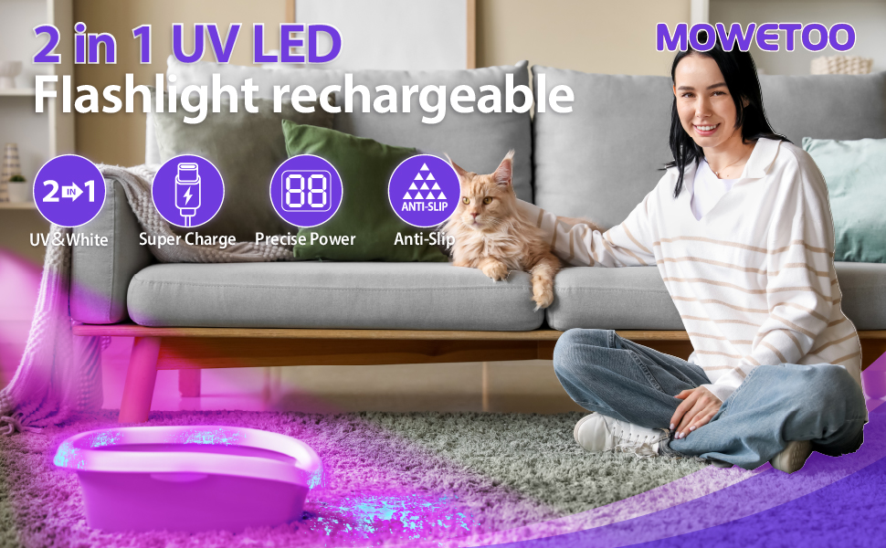 2 in 1 UV LED Flashlight rechargeable