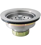 KONE 3-1/2 Inch Kitchen Sink Drain Assembly with Strainer Basket/Drain Stopper, All Stainless Ste...