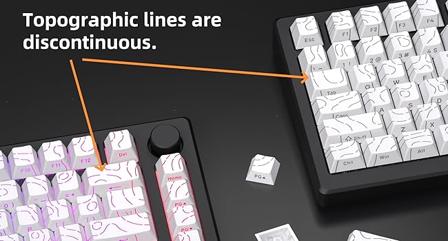 womier white topographic keycaps,line backlit,shine through key cap