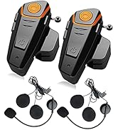QSPORTPEAK BT-S2 Bluetooth Motorcycle Helmet Communicator Headset, 2 or 3 Riders and Audio for Wa...
