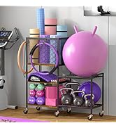 5 Tier Dumbbell Rack, Yoga Mat Storage Holder, Home Gym Storage Rack, Workout Equipment Storage O...