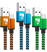 Aioneus Micro USB Cable,3-Pack 6ft Micro USB Charger Compatible with PS4, High Speed Android Char...