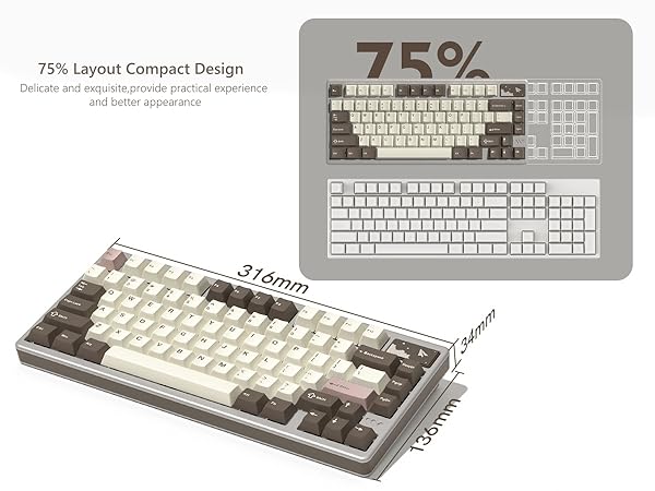 Womier 75% Keyboard Wireless, Creamy Mechanical Keyboard Gaming