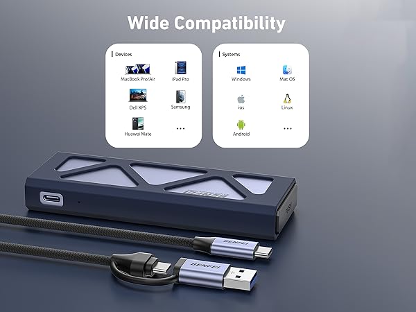 BENFEI Tool-Free 10Gpbs M.2 NVME SSD Enclosure