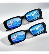 Pibupibu 8 Pack Retro Mirrored Lens Narrow Rectangle Sunglasses for Women Bulk Party Favors Y2k G...