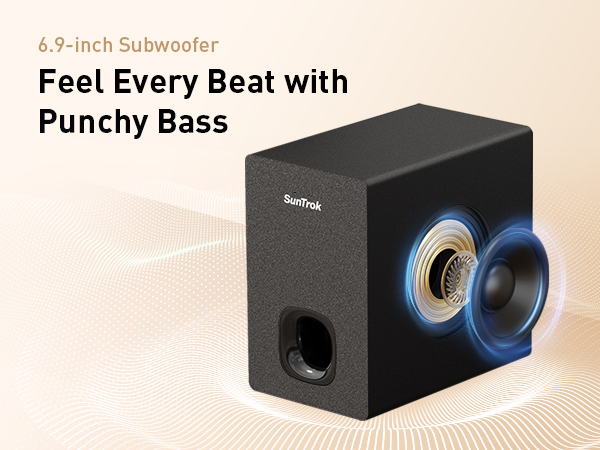 6.9-inch Subwoofer Feel Every Beat with Punchy Bass