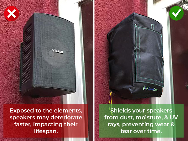outdoor speaker covers heavy duty water sun sand protection UV 50 snug fitting dust double stitch