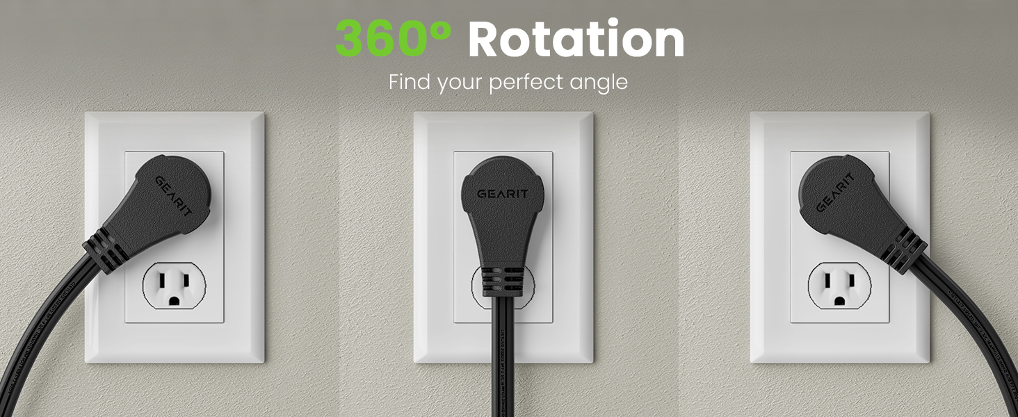 360 degree flat extension cord outlets