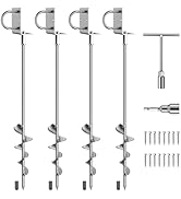 Phopich 28in Multi-Purpose Ground Anchors Screw in, 4Pack Fully Welded Heavy Duty Trampoline Stak...
