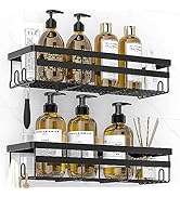 WOWBOX Shower Caddy Shelf Organizer, 2 Pack Adhesive Black Bathroom Accessories, Save Space with ...