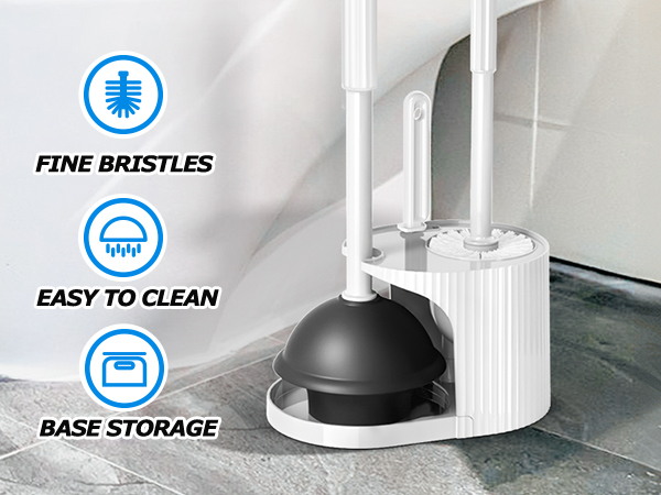 FORASTO 3 in 1 Toilet Brush and Plunger Set