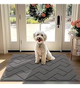 hicorfe Front Door Mat Outside Entrance,32"x40" Absorbent Muddy Dirt Resist Welcome Door Mats Out...