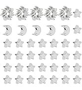 PH PandaHall 40pcs Silver Spacer Beads Moon Star Sun Beads Celestial Bead Brass Loose Beads for B...