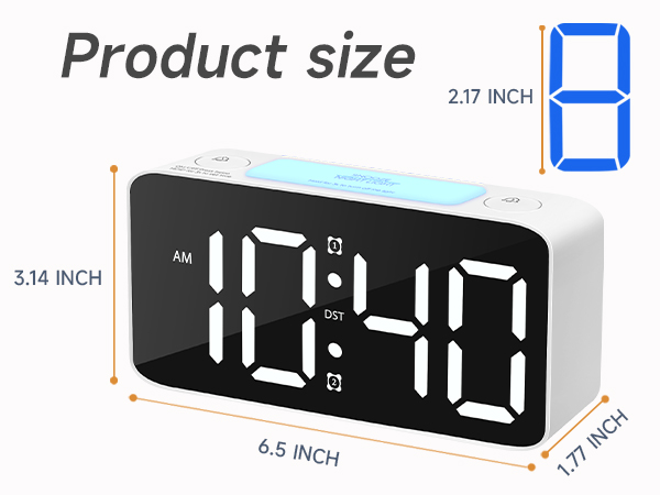 6.5 inch digital alarm clock large display 2.17 inch jumbo digits easy read bedroom bedside table