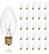 25 Pack C9 Replacement Bulbs, 7W Incandescent Clear Night Light Bulbs for Outdoor String Lights, ...
