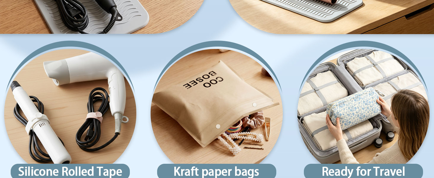 Silicone Rolled Tape Kraft paper bags Ready for Travel