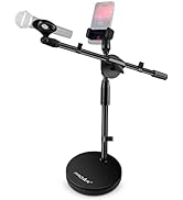 Microphone Stand Desk Adjustable Desktop Microphone Stand with Boom Arm Upgraded 3 in 1 Table Pho...