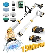 Qimedo Electric Spin Scrubber with Two Batteries Q2 Pro,1500 RPM High Power Electric Scrubber for...