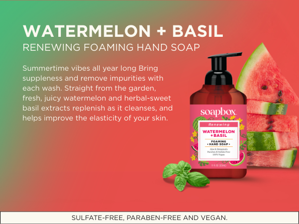 watermelon basil juicy fresh guest bathroom essentials foaming soap refill foam soap organic hand