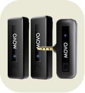 Movo Wireless Mini Duo Camera Microphones for Video Recording- 2.4Ghz Wireless Transmitter with D...