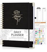 Ospelelf Black Undated Daily Planner 8.5 x 11 Weekly &amp; Monthly Spiral Planner, A4 Linen Hardcover...