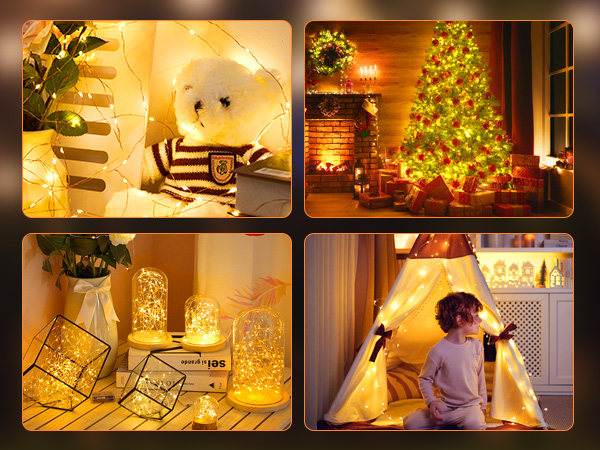 Remote control string lights Dimmable fairy lights Adjustable brightness lights Energy-saving lights