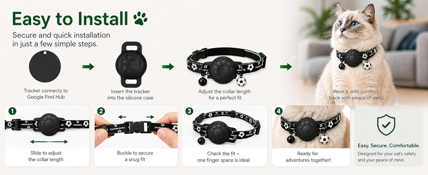 GPS Collar for Cats,Pet Tracker (Android Only) Smart tag