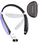 AMORNO Foldable Bluetooth Headphones Wireless Neckband Headset with Retractable Earbuds, Sports S...