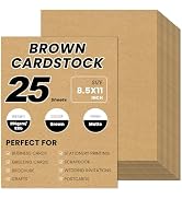 25 Sheets Brown Cardstock 8.5 x 11, 92lb/250gsm Kraft Card Stock Paper, Heavy Cardstock Printer P...