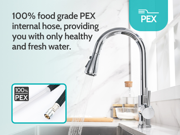 kitchen faucet with food grade PEX internal hose